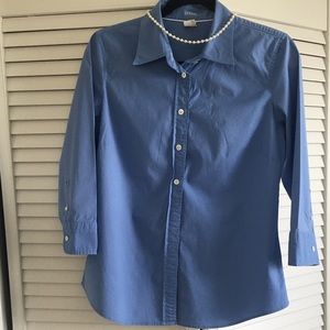 Jcrew 3/4 inch blue button up top